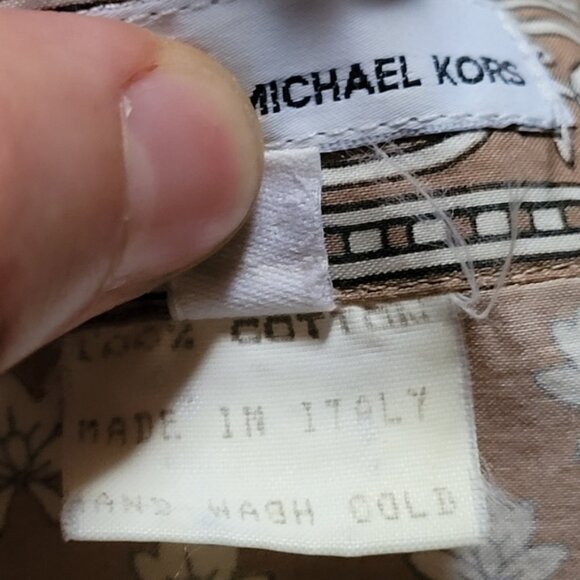 Vintage Michael Kors red label tan flower print dress shirt - M - Picture 5 of 6